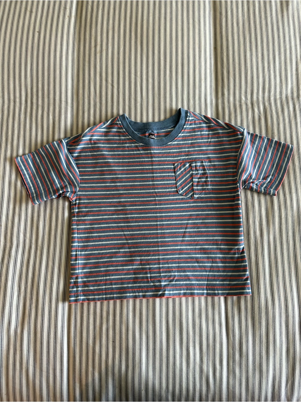 Tea Collection Size 3 Striped Short-Sleeve Pocket Tee